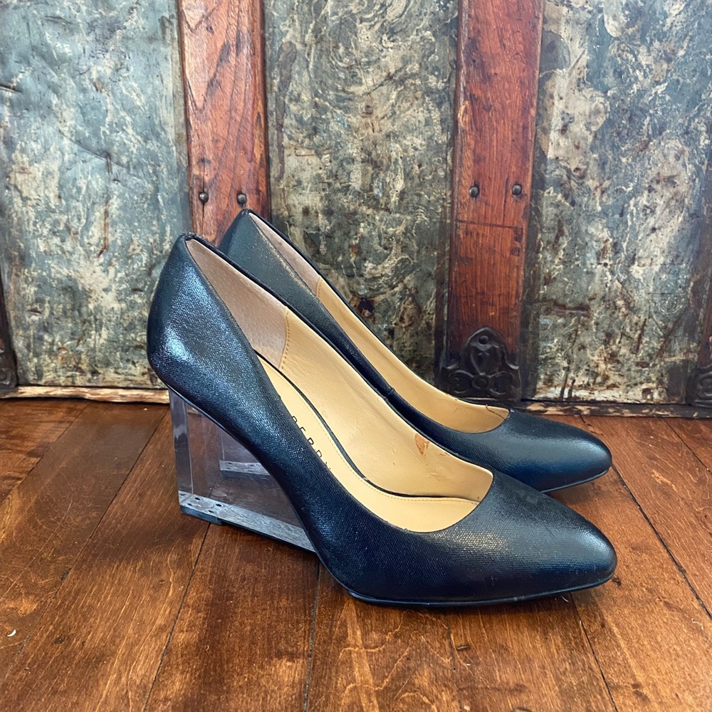 Katy Perry Mirra Clear Wedge Black Pump Shoes